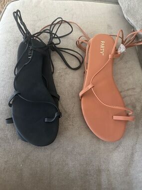PARTY Women's Strappy Sandals Lace Up Flats Tie Up Shoes Wrap Flip Flop Size 9